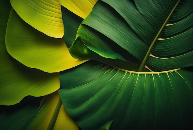 IA generativa de fundo abstrato de textura de folha de bananeira