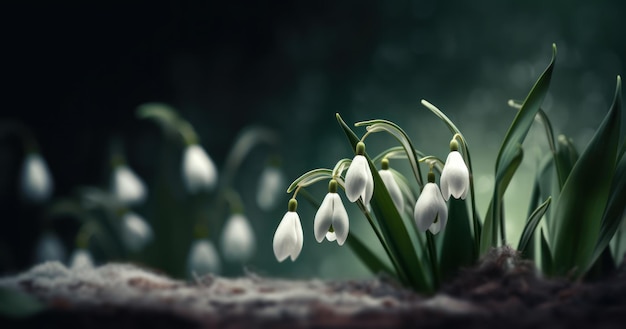 IA generativa de fundo de flores Snowdrop