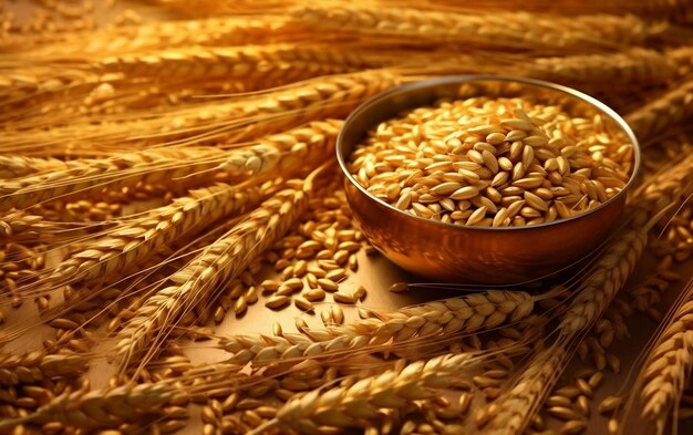 IA generativa de grãos de trigo dourado em abundância