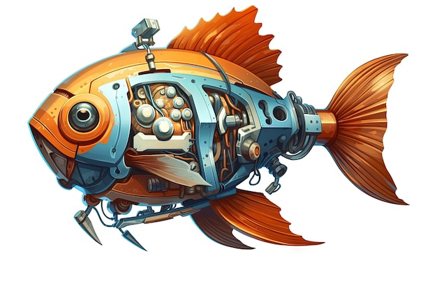 Ia generativa de ilustração de ciborgue de peixe dourado