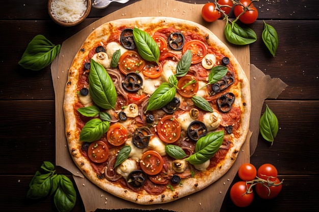 IA generativa de ilustração de pizza italiana quente