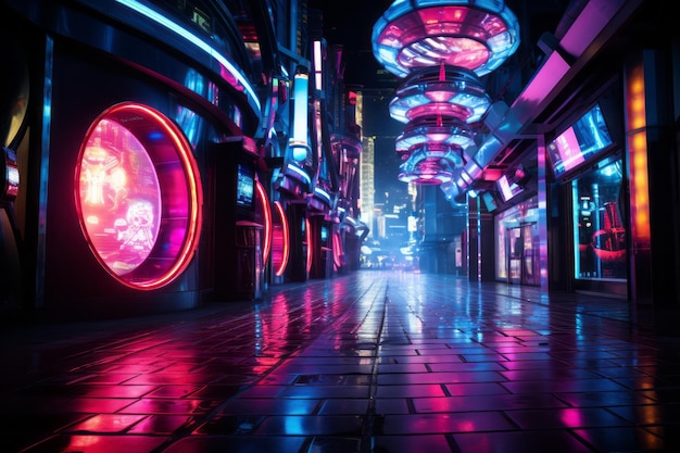 IA generativa de letreiro de néon Cyberpunk