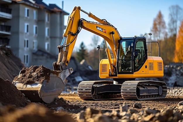 IA generativa de retroescavadeira para canteiro de obras