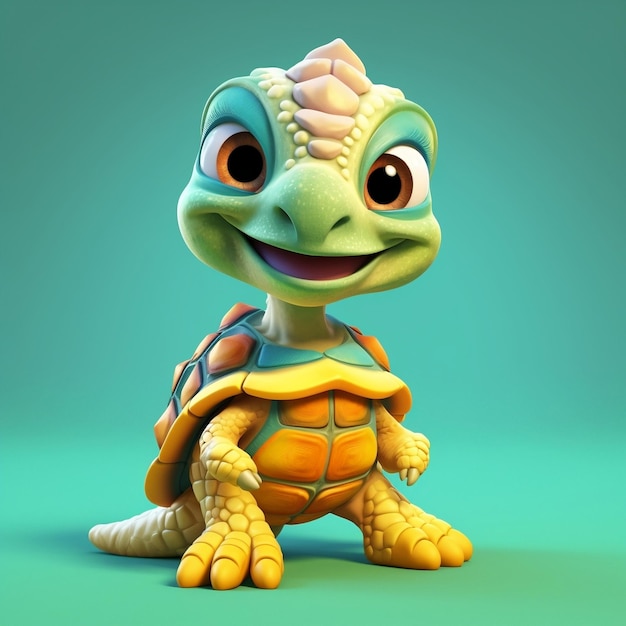 IA generativa de tartaruga pequena super adorável estilo Pixar renderizada