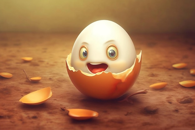 IA generativa de dibujos animados de personaje de huevo lindo