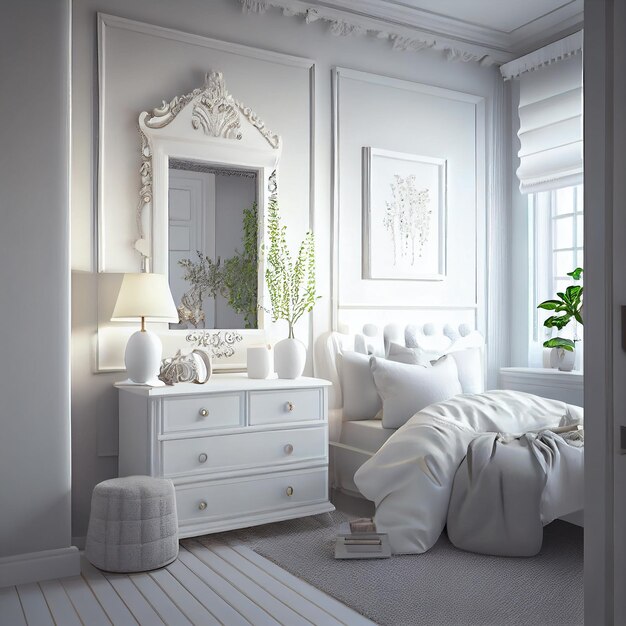 IA generativa de diseño de interiores moderno minimalista blanco