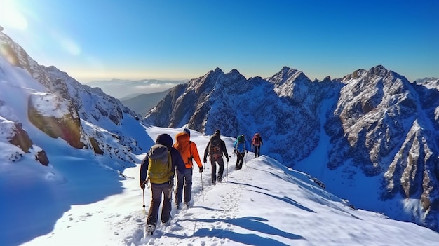 IA generativa é usada em uma expedição de caminhantes nas montanhas íngremes e geladas