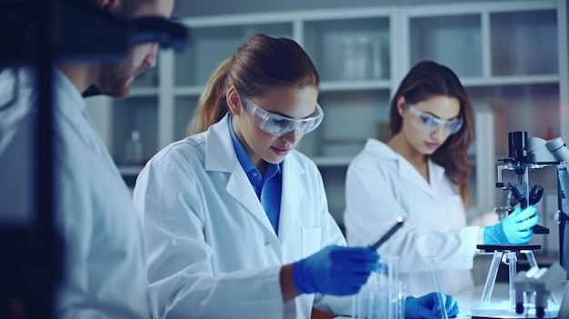 IA generativa é usada por jovens cientistas para analisar materiais em um laboratório