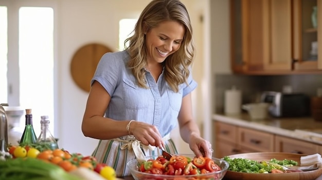 La IA generativa es un ama de casa que sueña despierta preparando una ensalada de verduras en la cocina