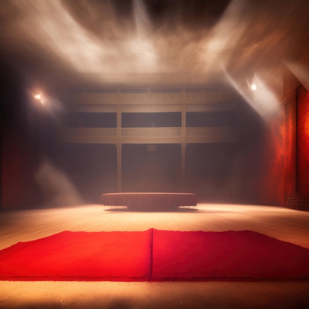 IA generativa escenario de teatro vacío con cortinas de terciopelo rojo ilustración en 3D Fondo