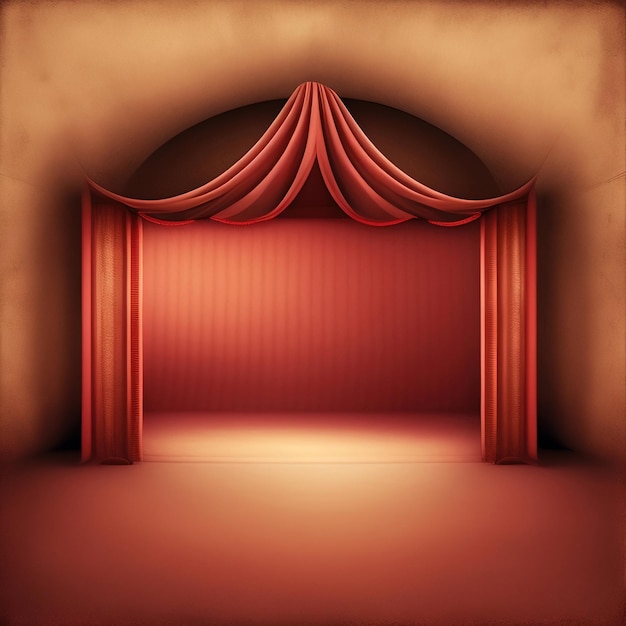 IA generativa escenario de teatro vacío con cortinas de terciopelo rojo ilustración en 3D Fondo