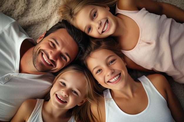 IA generativa Feliz sonriente amor familia padre y madre con padres jóvenes hijita niña