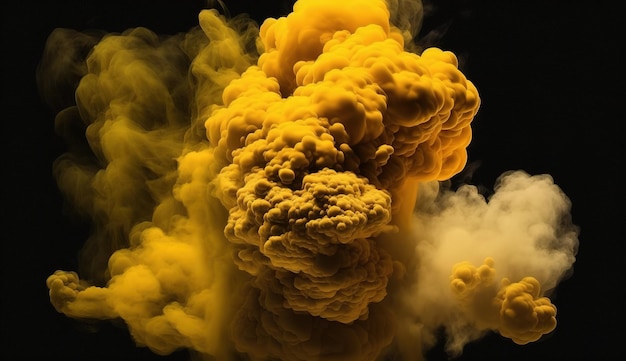 IA generativa Fluindo fumaça amarela clara com salpicos Banner de fluido suave primavera humor feminino