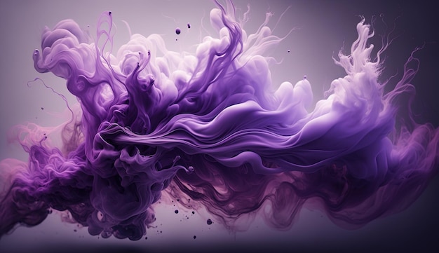 IA generativa Fluindo líquido violeta de lavanda e fumaça com salpicos Faixa de fluido brilhante