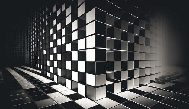 IA generativa de fondo volumétrico abstracto en blanco y negro