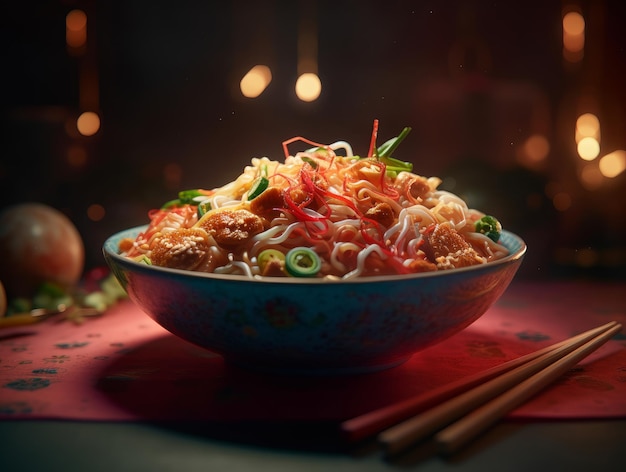 IA generativa de fotografía de producto de primer plano de comida china