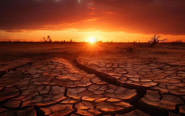 IA generativa de fotografías de paisajes secos y temperaturas extremas