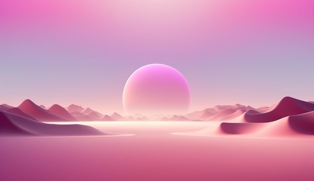 IA generativa Hermoso paisaje de escena degradada con fondo de pantalla horizontal de color rosa claro