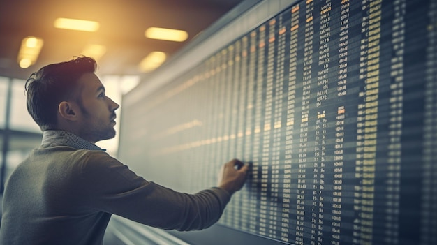 IA generativa un hombre cerca del horario de vuelo