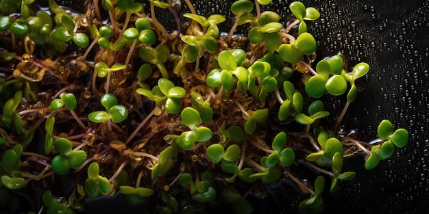 IA Generativa IA Generada Brotes germinados de miocrogreens Ilustración fotorrealista Eco orgánico