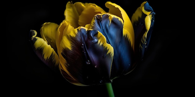 IA generativa IA generada Estética azul y amarilla hermosa flor de tulipán en el color de Ucrania Ambiente de amor romántico Arte gráfico