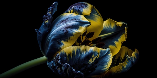 IA generativa IA generada Estética azul y amarilla hermosa flor de tulipán en el color de Ucrania Ambiente de amor romántico Arte gráfico