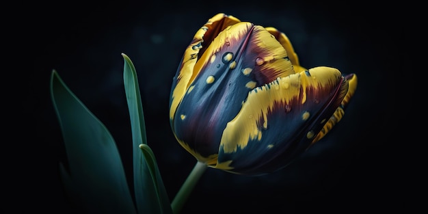 IA generativa IA generada Estética azul y amarilla hermosa flor de tulipán en el color de Ucrania Ambiente de amor romántico Arte gráfico