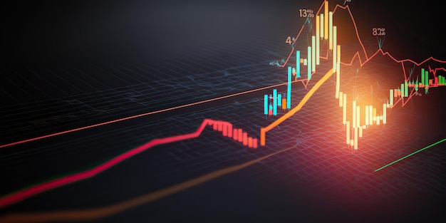 IA Generativa IA Generado Negocio gráfico datos forex acciones finanzas grapgh Estadística de ingresos de marketing Arte gráfico