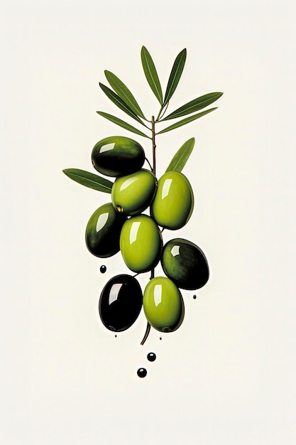 IA generativa Ilustración de fondo de aceitunas verdes y negras con espacio tímido Estilo de ilustración minimalista con fondos coloridos