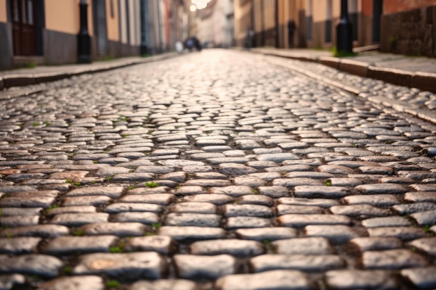 IA generativa de la imagen de fondo de la calle histórica de adoquines