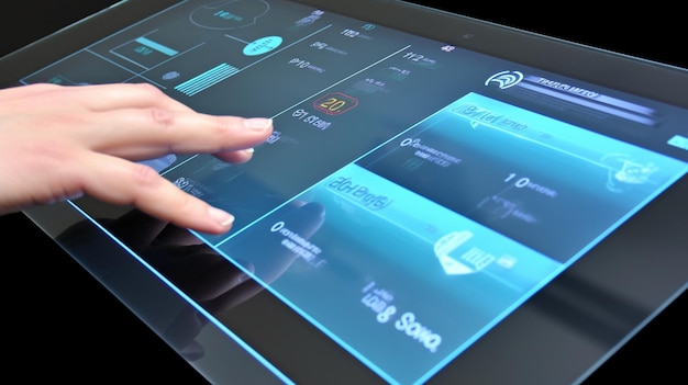 Foto ia generativa con una interfaz de pantalla táctil