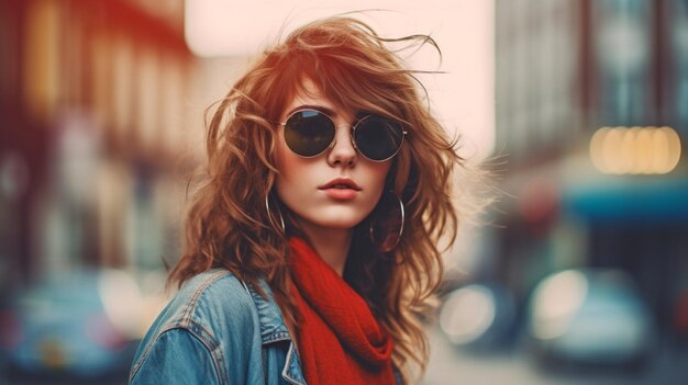 IA generativa jovem mulher com estilo hipster