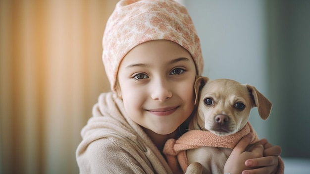 IA generativa y un joven canceroso sosteniendo un perro