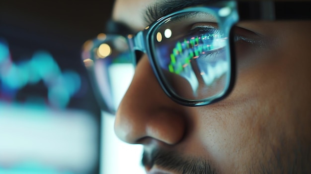 Foto ia generativa joven comerciante indio con gafas