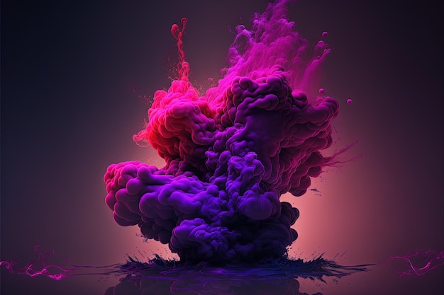 IA generativa Líquido que fluye y humo con toques de color magenta y púrpura