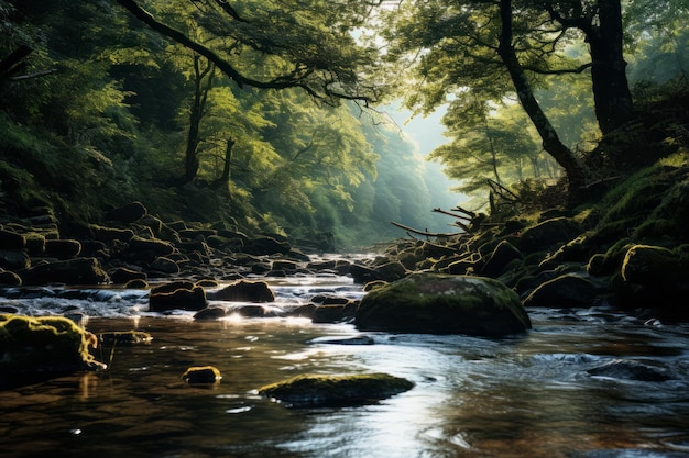 IA generativa de luz natural de río