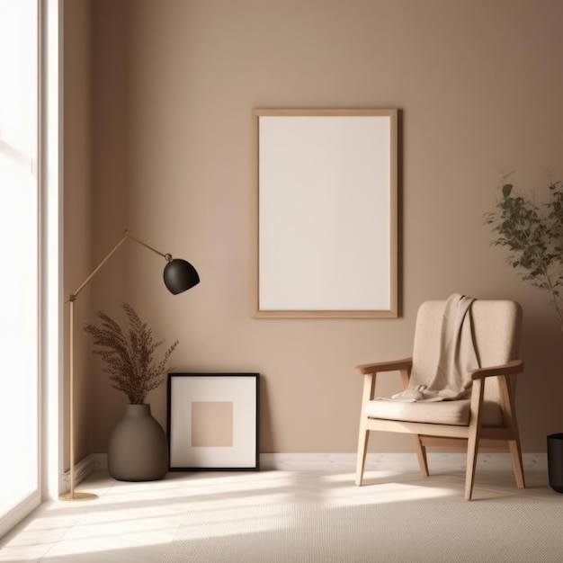 IA generativa maquete de quadro de pintura minimalista de luz natural