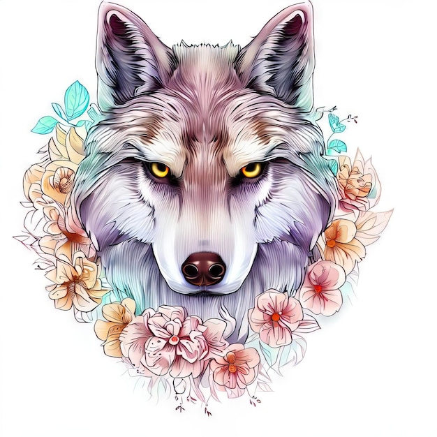 IA generativa de la mirada del lobo floral