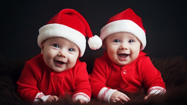 La IA generativa muestra a dos bebés felices disfrazados de Papá Noel