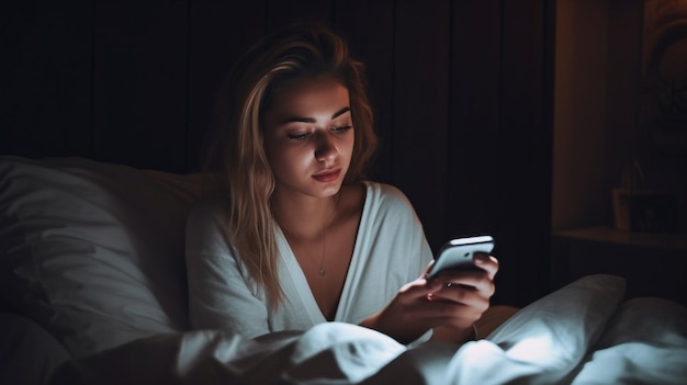 IA generativa con una mujer elegante durmiendo en la cama