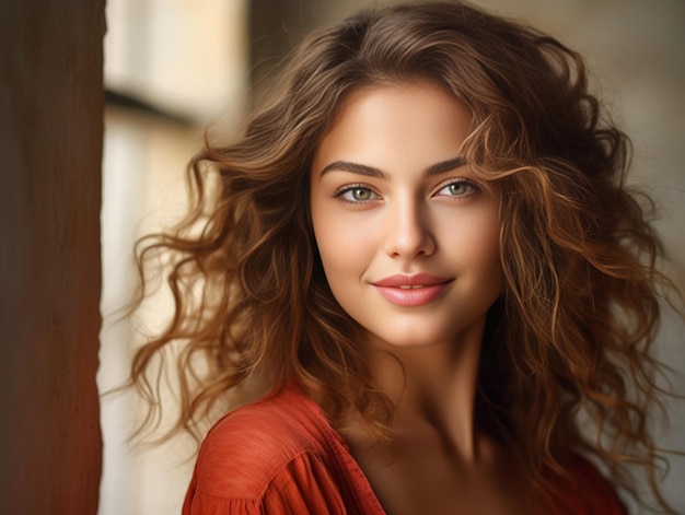IA generativa Mujer rostro hermoso cuidado de la piel saludable belleza natural modelo joven