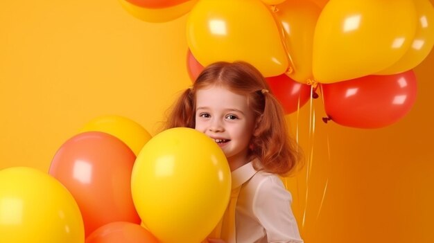 IA generativa y un niño alegre con globos