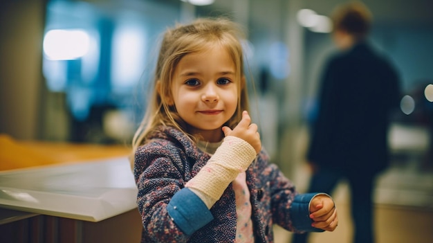 IA generativa un niño pequeño con un dedo fracturado durante la visita de un médico