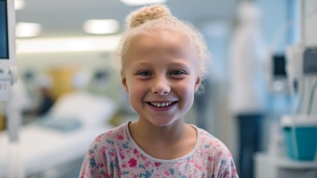 IA generativa paciente con cáncer hospitalizado sonriendo