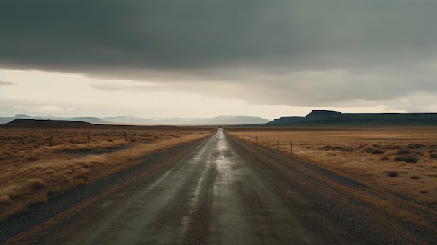 IA generativa Paisaje camino solitario montañas campo