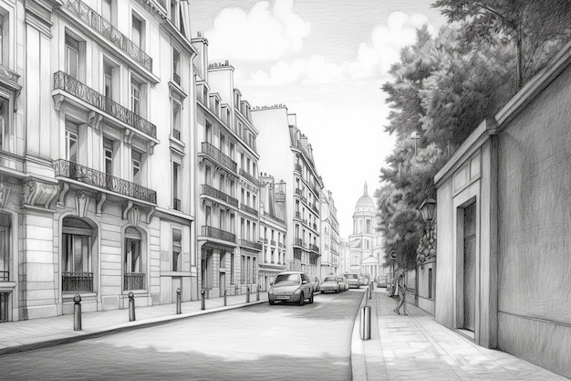 IA generativa un paisaje urbano realizado en una de las hermosas calles de París