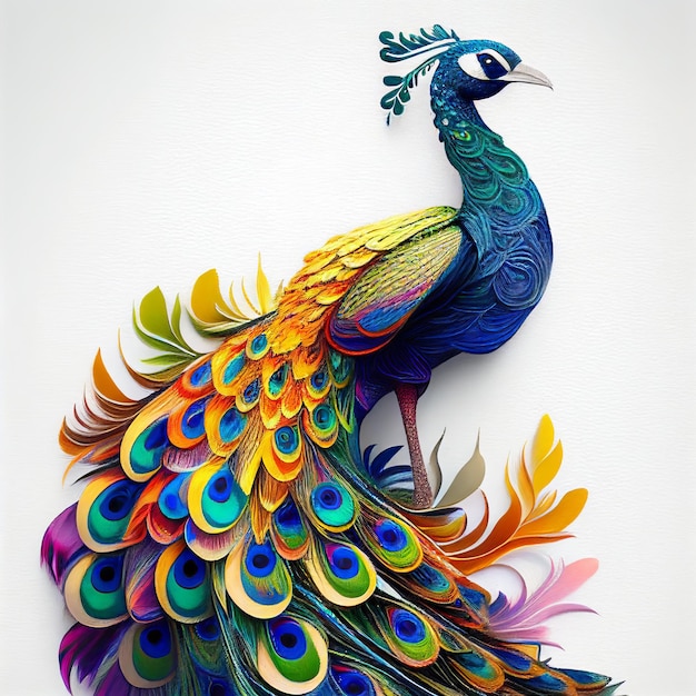 IA generativa de pavo real estilo papel