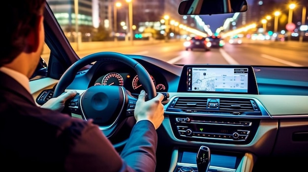 Foto ia generativa permite que um motorista opere um veículo autônomo usando um smartphone