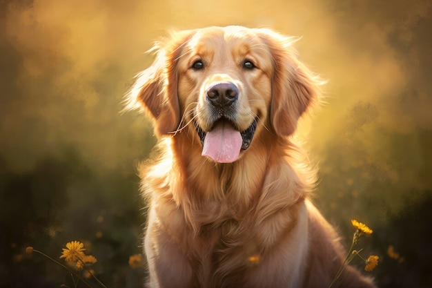 Foto la ia generativa del perro golden retriever