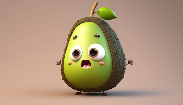 IA generativa de personaje de aguacate de dibujos animados lindo